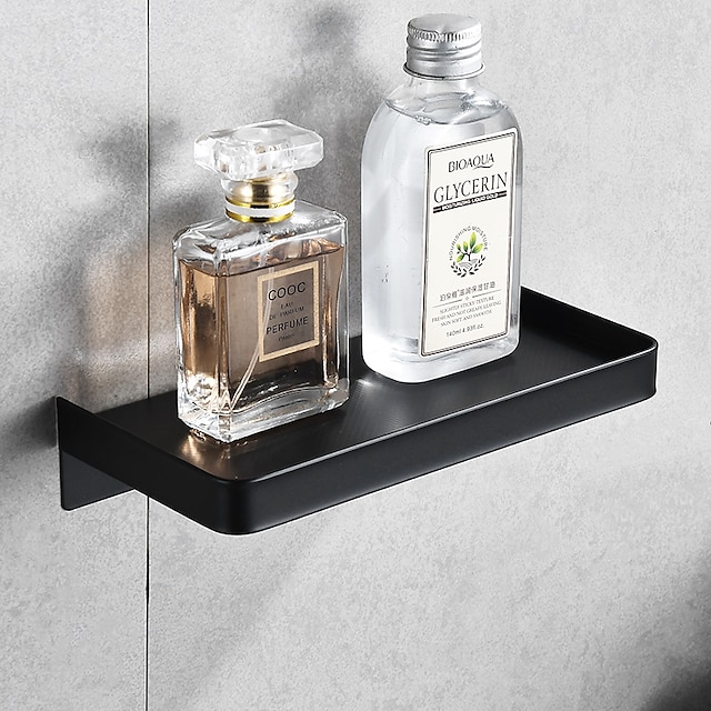  Bathroom Shelf Wall Mounted Storage Shelf,Stainless Steel Tray for Storing Mobilephones, Toilet Paper(Black/Chrome/Golden)