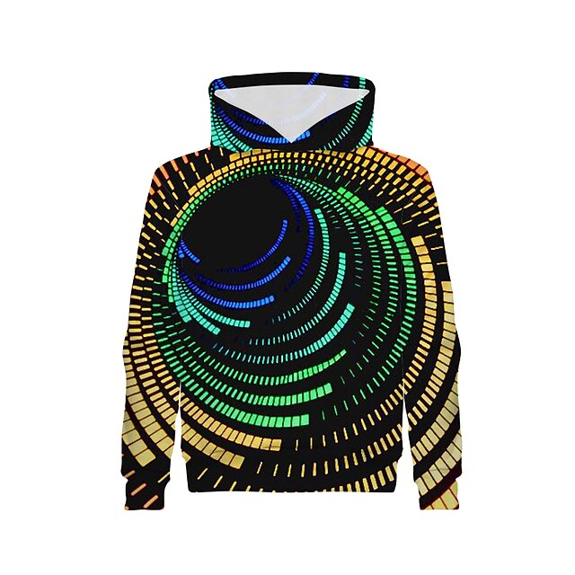 Baby & Kids Boys Clothing | Kids Boys Hoodie Long Sleeve Blue Purple Black 3D Print Graphic Optical Illusion Casual Daily Active