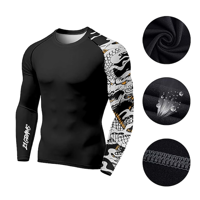 Sports & Outdoors Running, Jogging & Walking | 21Grams® Mens 2 Piece Activewear Set Compression Suit Dragon Athletic Athleisure 