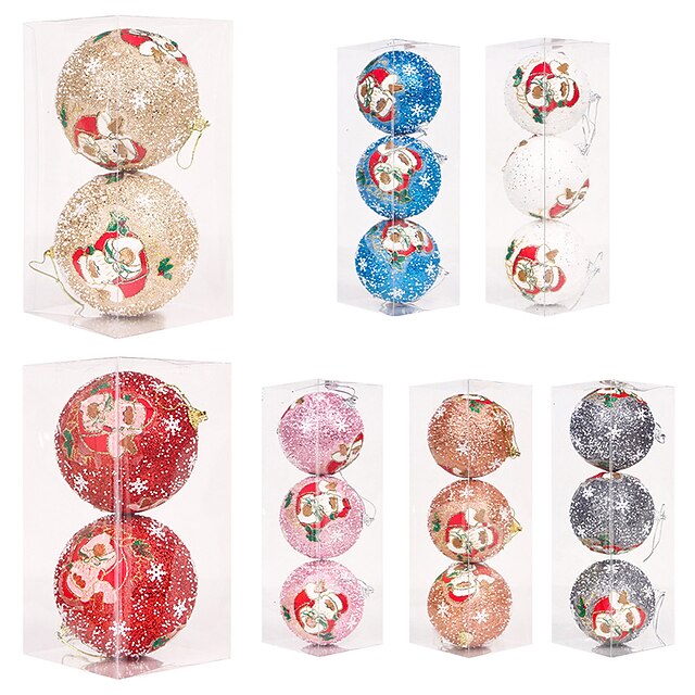 Home & Garden Home Decor | 3pcs 10cm Christmas Tree Pendant Christmas Party Decoration Christmas Ball Pendant Sequin Printing 8c