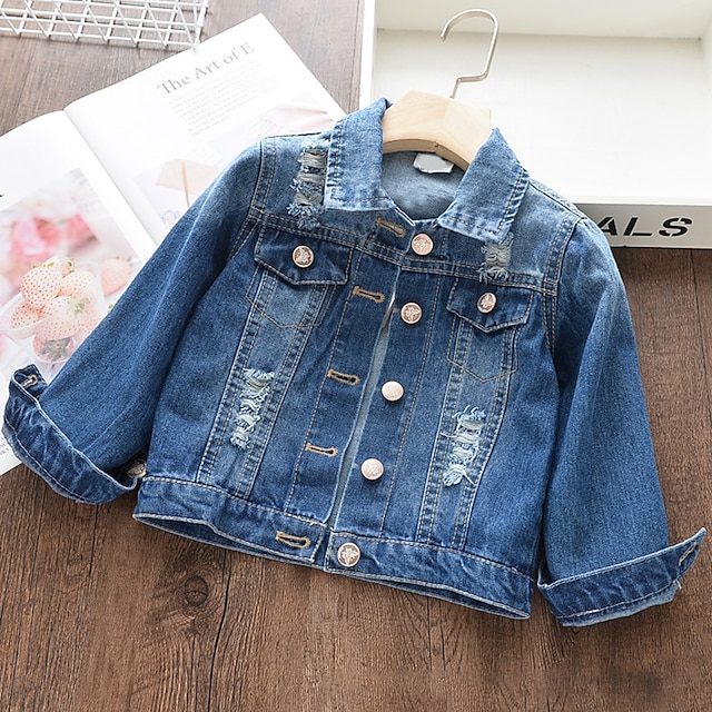 Baby & Kids Girls Clothing | Kids Girls Coat Long Sleeve Blue Unicorn Fall Spring Adorable Street 3-8 Years / School / Cotton - 