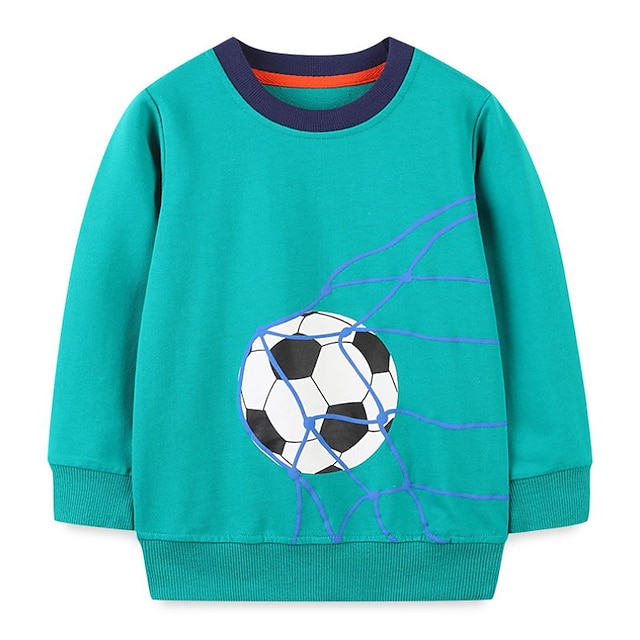 Baby & Kids Boys Clothing | Kids Boys Sweatshirt Long Sleeve Cartoon Blue Children Tops Fall Spring Basic Cool Regular Fit 3-8 Y