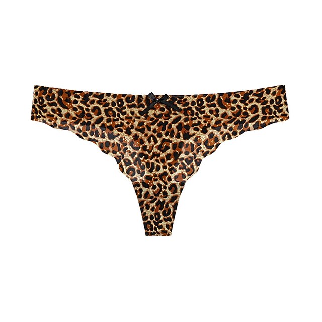 Women's Sexy Panties G-strings & Thongs Panties Brief Underwear 1 PC Underwear Fashion Sexy Comfort Basic Bow Leopard Pure Color Nylon Low Waist Sexy Multi color Black Pink S M L Home Outfits 14