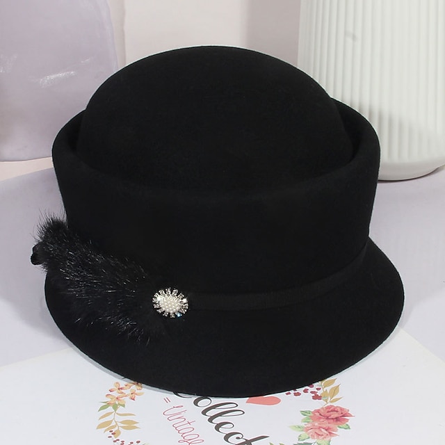 Canberra Affectionate captain Pentru femei Pălărie de petrecere Petrecere Nuntă Stradă Culoare pură Bej  Negru Pălărie / Imitație de Perle / Gri / Toamnă / Iarnă / Concediu 8843308  2023 – €39.99