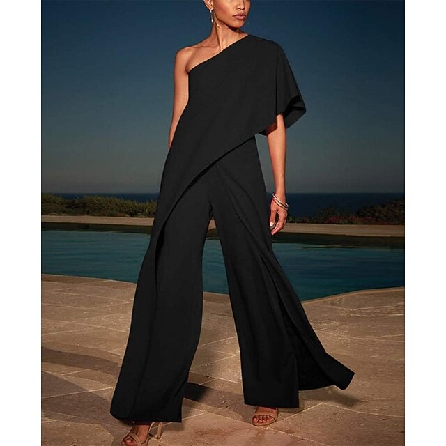 Jumpsuit Patchwork Overlay Solid Color 