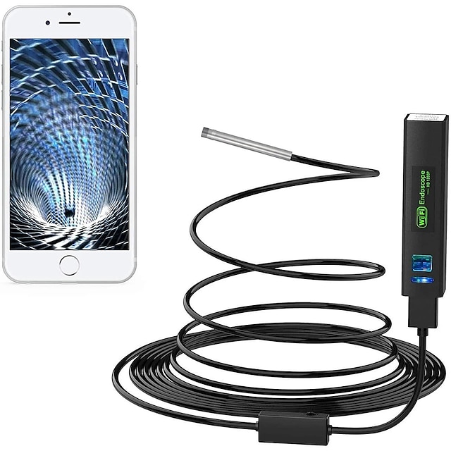  Wireless Snake Camera 1200P 3.9mm WiFi Inspection Camera HD Endoscope with 6 LED Rigid Cable Borescope for iPhone Huawei Ipad PC