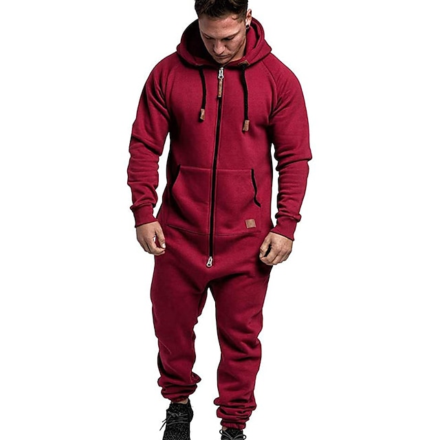  Hombre Tracksuit Mono Sudadera Con Capucha Calle Casual Ropa Deportiva Cerrar Color sólido Azul marinero Gris Oscuro Vino Poliéster Ropa de Deporte Primavera