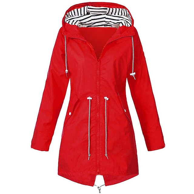 Womens Windproof Jacket Raincoat Ladies Hoodie Windbreaker Casual Coat Outwear 