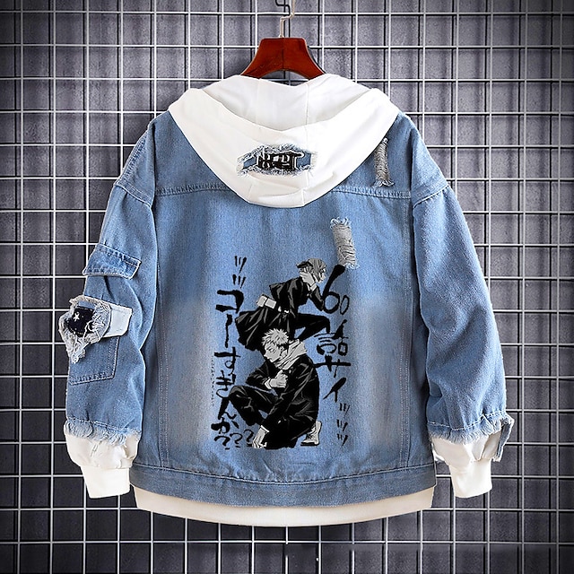 Toys & Hobbies Cosplay & Costumes | Inspired by Jujutsu Kaisen Gojo Satoru Anime Cartoon Polyster Anime Denim Jacket Harajuku Ka