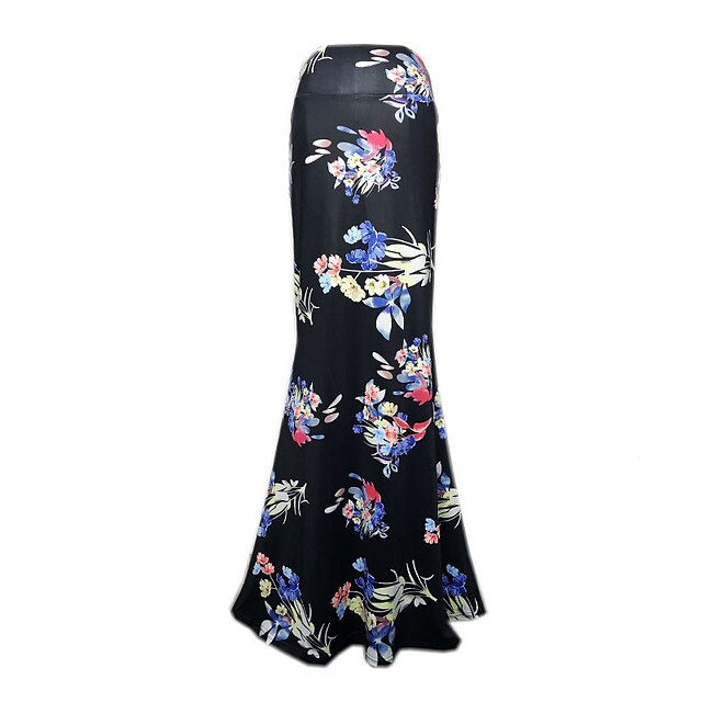 Womens Clothing Womens Bottoms | Womens Casual Streetwear Bodycon Trumpet / Mermaid Maxi Skirts Vacation Casual / Daily Floral /