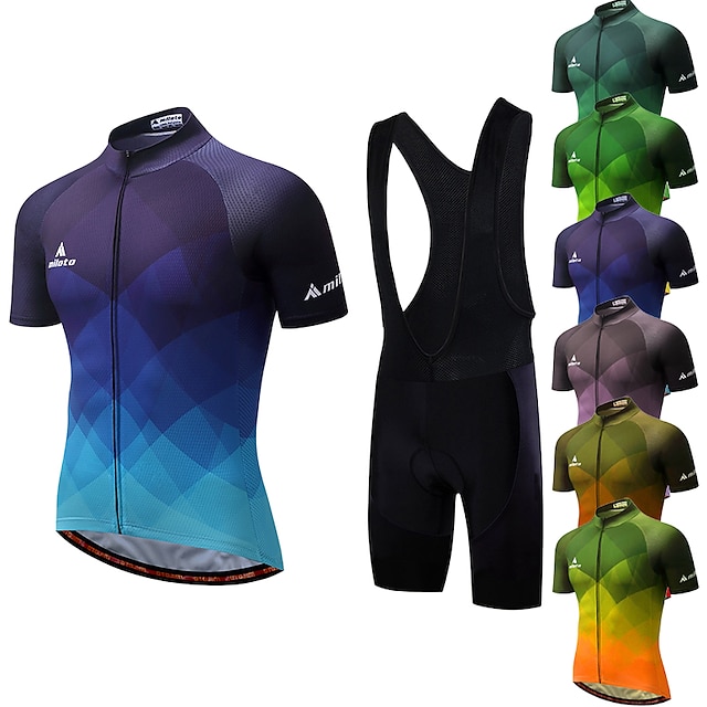 MILOTO Men's Cycling Jersey Set Reflective Short Sleeve Breathable
