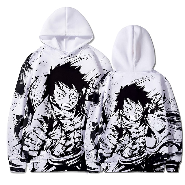  One Piece Monkey D. Luffy Roronoa Zoro Hoodie Cartoon Manga Anime Harajuku Graphic Kawaii For Couple's Men's Women's Adults' Back To School 3D Print