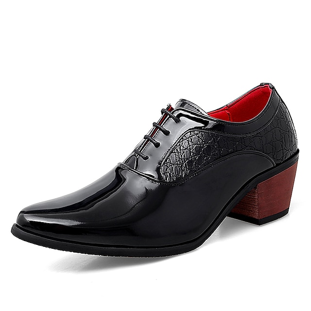 Stylish Men's Red Patent Leather Oxford Shoes with Crocodile Pattern ...