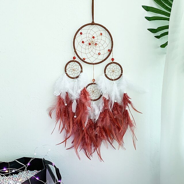Silver Bead Handmade Feather Dream Catcher room,car Hanging Ornament  Home Decor 