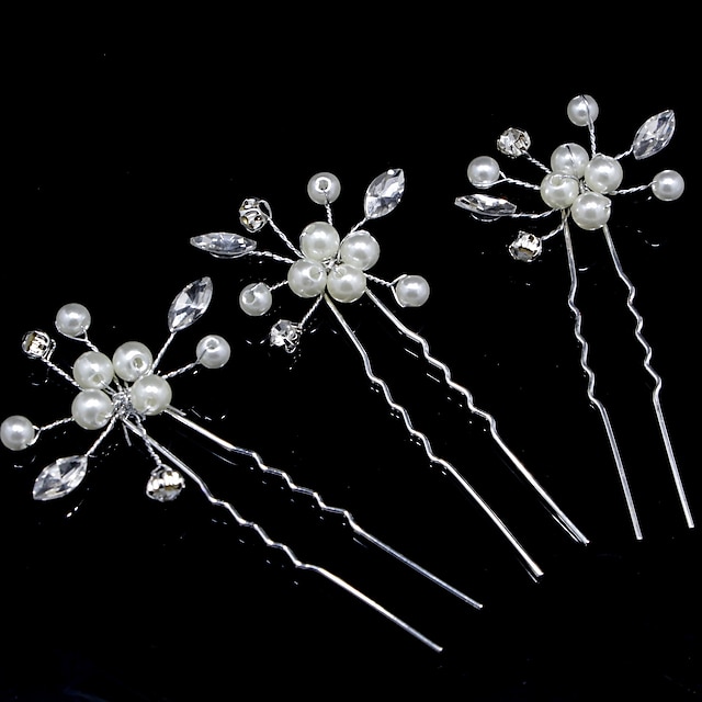  Flores Vestimenta de Cabeza Tocados Legierung Boda Ocasión especial Estilo lindo Romántico Con Perla de Imitación Cristales / diamantes de imitación Celada Sombreros
