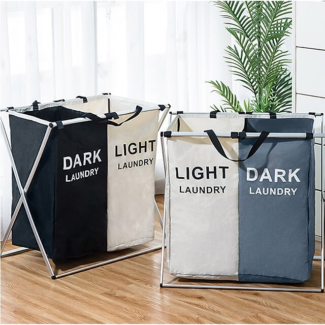 Home & Garden Bath Accessories | X-shape Foldable Dirty Laundry Basket Organizer Printed Collapsible Two Grid Home Laundry Hampe