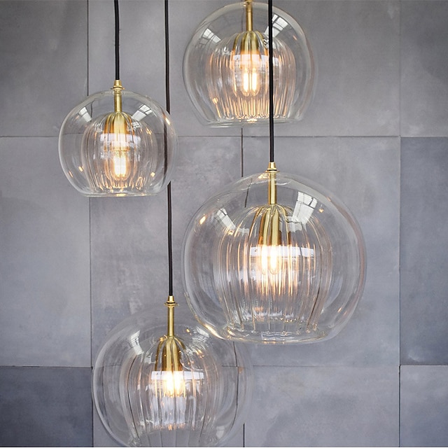  lámpara colgante led diseño de isla diseño de globo de cristal electrochapado estilo nórdico 110-240 v