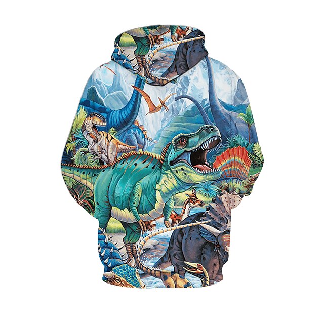 Baby & Kids Boys Clothing | Kids Boys Hoodie Long Sleeve Green 3D Print Cartoon Dinosaur Animal Casual Daily Active Basic 4-12 Y