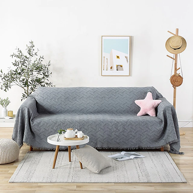 Sofa Cover Sofa Blanket Solid Color Couch Cover Couch Protector Sofa Throw Cover Washable for Armchair/Loveseat/3 Seater/4 Seater/L Shape SofaClassic Embossed Polyester / Cotton Blend Slipcovers 13