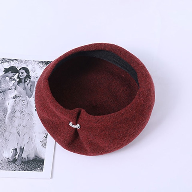  berretto Accessori per capelli Lana Berretto cappello Matrimonio Tè Kentucky Derby Corsa di cavalli Festa delle donne Semplice Elegante Con Brillantini Colore Puro Copricapo Copricapo