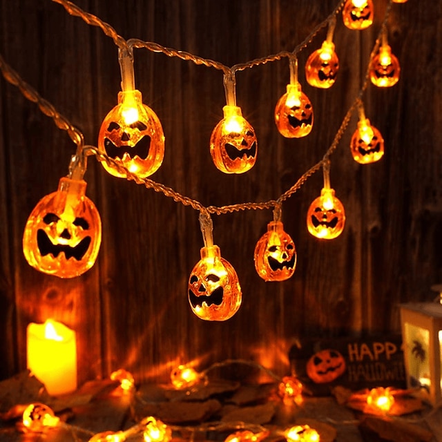  6 m halloween-dekorasjoner gresskarsnor lys batteri eventyrlys 6/3/1,5 m halloween fest hage rom ferie dekorasjon