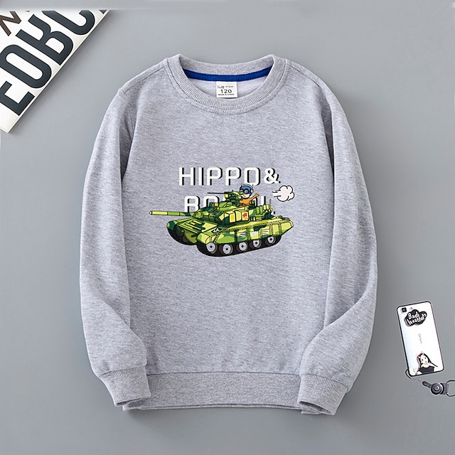 Baby & Kids Boys Clothing | Kids Boys Sweatshirt Long Sleeve Green Blue White Cartoon Graphic Letter Cotton Indoor Outdoor Cool 