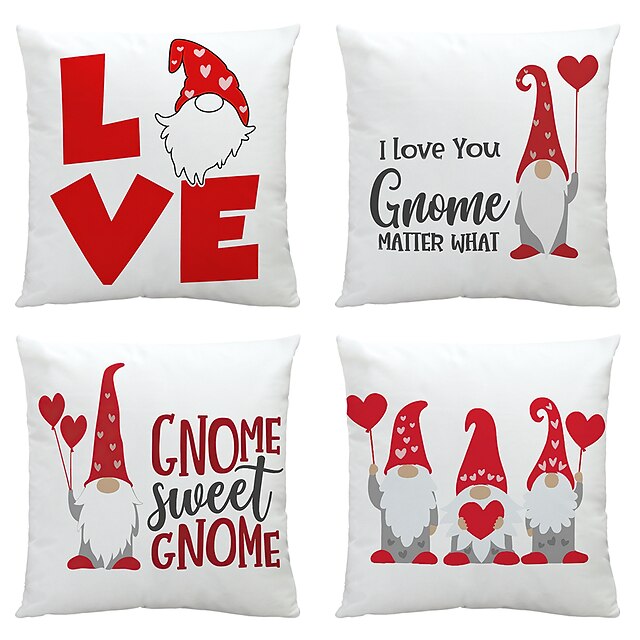  Christmas Party Double Side Cushion Cover 4PC Soft Decorative Square Throw Pillow Cover Cushion Case Pillowcase for Bedroom Livingroom Superior Quality Machine Washable Indoor Cushion for Sofa Couch Bed Chair