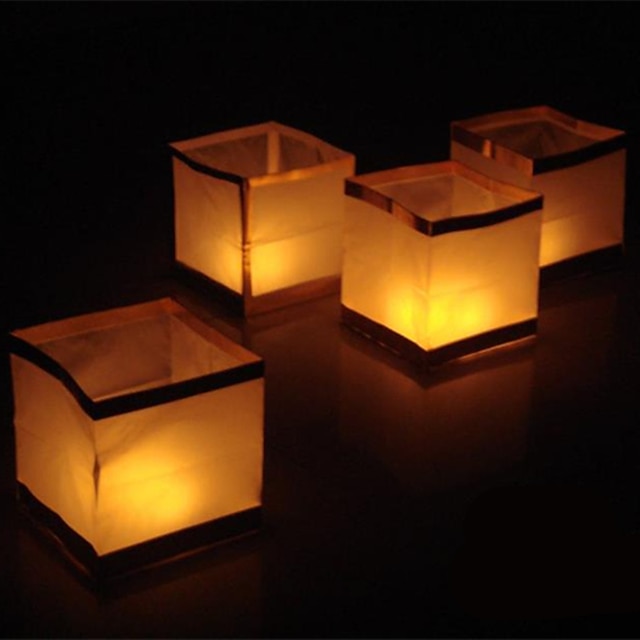 Home & Garden Home Decor | Square Paper Lantern With Floating Water Lanterns For Wedding Birthday Party No Candle 15*15CM/6*6 - 