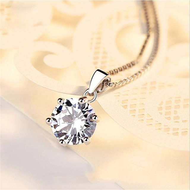  Pendant Necklace Necklace Women's Classic Cubic Zirconia Silver Plated Simple Fashion Classic Casual / Sporty Sweet Cute White 45 cm Necklace Jewelry 1pc for Street Gift Daily Prom Festival Geometric