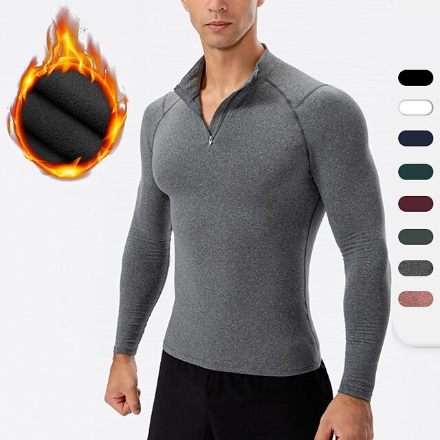 Sports & Outdoors Running, Jogging & Walking | YUERLIAN Mens Long Sleeve Compression Shirt Running Shirt Half Zip Sweatshirt Top