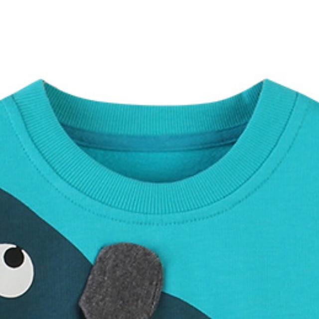 Baby & Kids Boys Clothing | Kids Boys Sweatshirt Long Sleeve Blue Cartoon Elephant Animal Cotton Active Fashion 3-8 Years / Fall