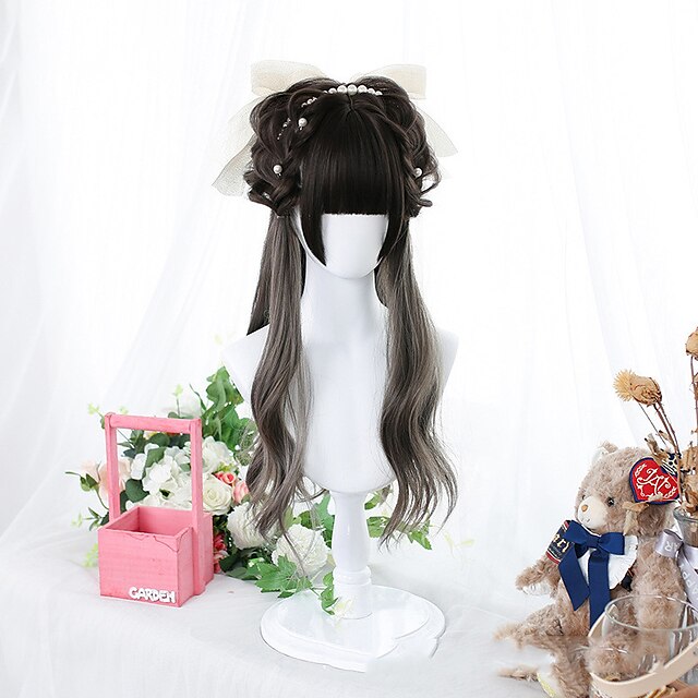 Beauty & Hair Wigs & Hair Pieces | Long Ombre Colorful Synthetic Cosplay Lolita Harajuku Wig With Bangs Natural Wavy Wigs Pink P