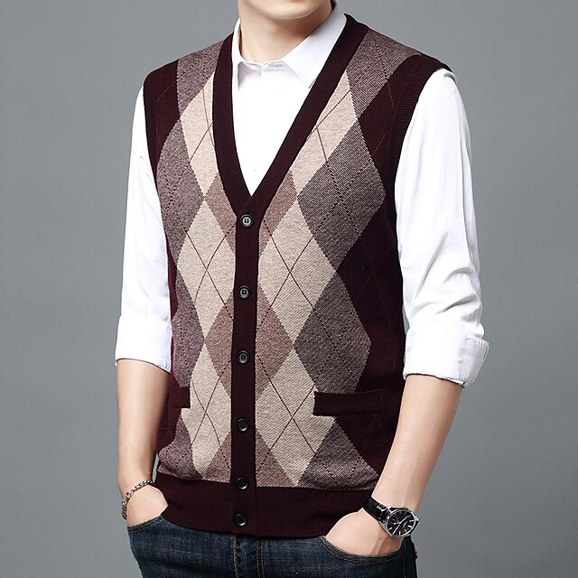 Men's Sweater Vest Dress Sweater Wool Sweater Cardigan Knit Knitted ...