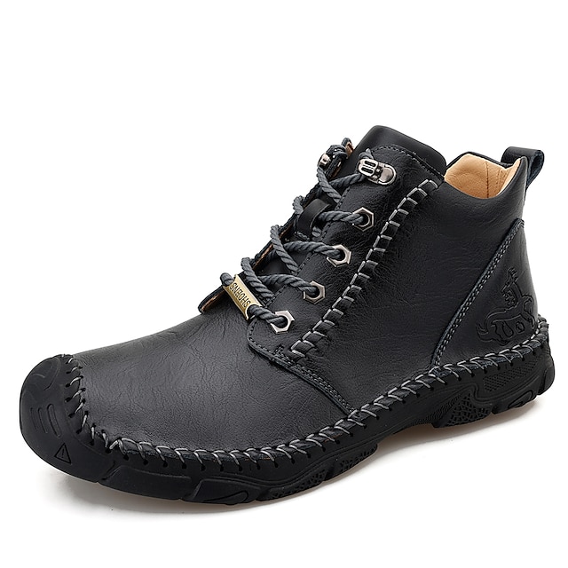  Bărbați Cizme Pantofi de confort Zilnic Piele Cizme / Cizme la Gleznă Maro Închis Negru Vișiniu Toamnă Iarnă