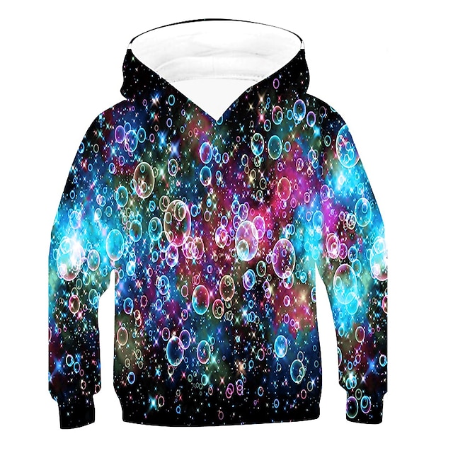 Baby & Kids Boys Clothing | Kids Boys Hoodie Long Sleeve Green Blue Rainbow 3D Print Optical Illusion Drawstring Daily Outdoor A