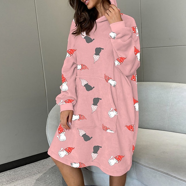 Womens Clothing Womens Sleep & Lounge | Womens Pajamas Hoddie Blanket 1 pc Cartoon Simple Fashion Soft Home Christmas Daily Poly