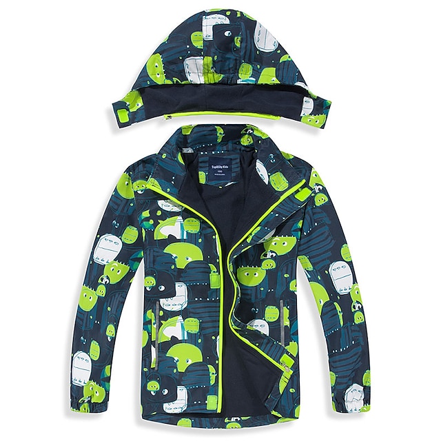 Baby & Kids Girls Clothing | Kids Girls Coat Long Sleeve Green Blue Purple Floral Pocket Fall Winter Active Street 3-10 Years / 