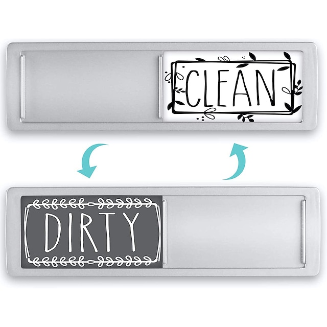  Dishwasher Magnet - Upgrade Super Strong Magnet Version - Newest Design Easy To Read Non-Scratch Magnetic Indicator Sign With Clear, Bold & Colored Text - White