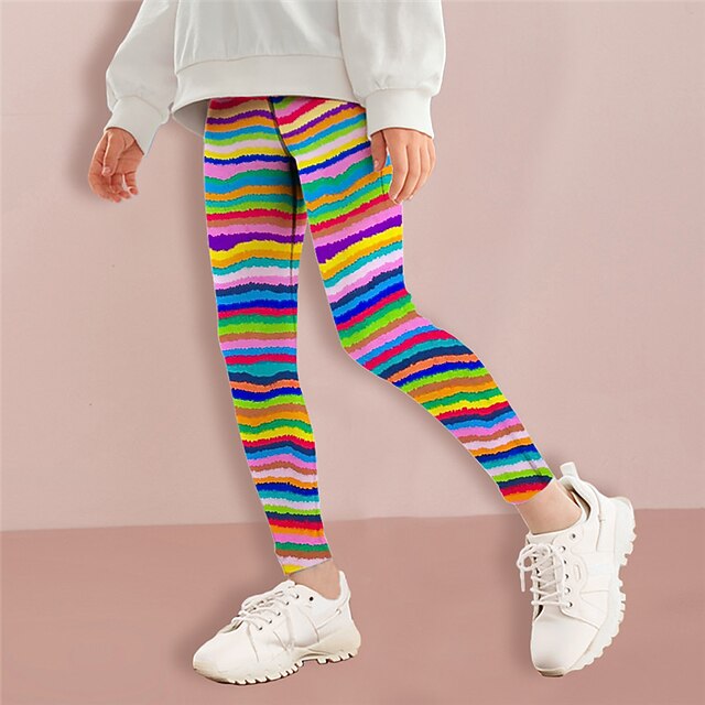 girls rainbow stripe leggings