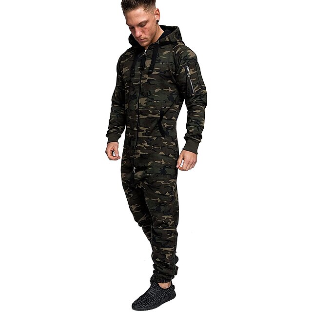 Sports & Outdoors Running, Jogging & Walking | Mens Full Zip One-piece Jumpsuit Tracksuit Sweatsuit Street Casual Winter Long Sl