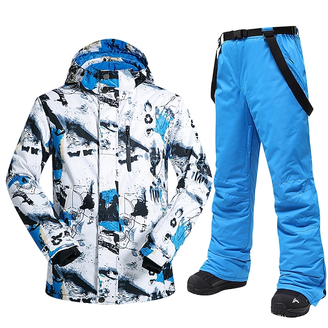 MUTUSNOW Men's Ski Jacket with Pants Ski Suit Outdoor Winter Thermal ...