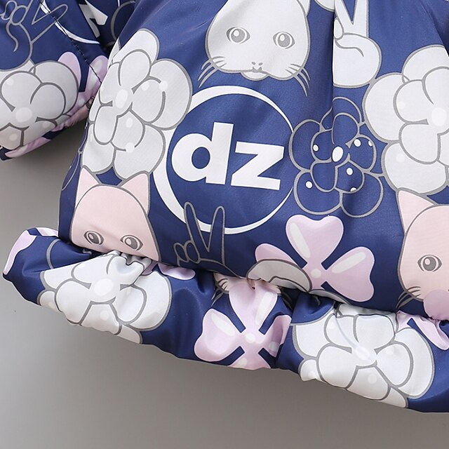 Baby & Kids Girls Clothing | Toddler Girls Coat Long Sleeve Blue Blushing Pink Cartoon Graphic Animal Cotton Daily Outdoor Adora