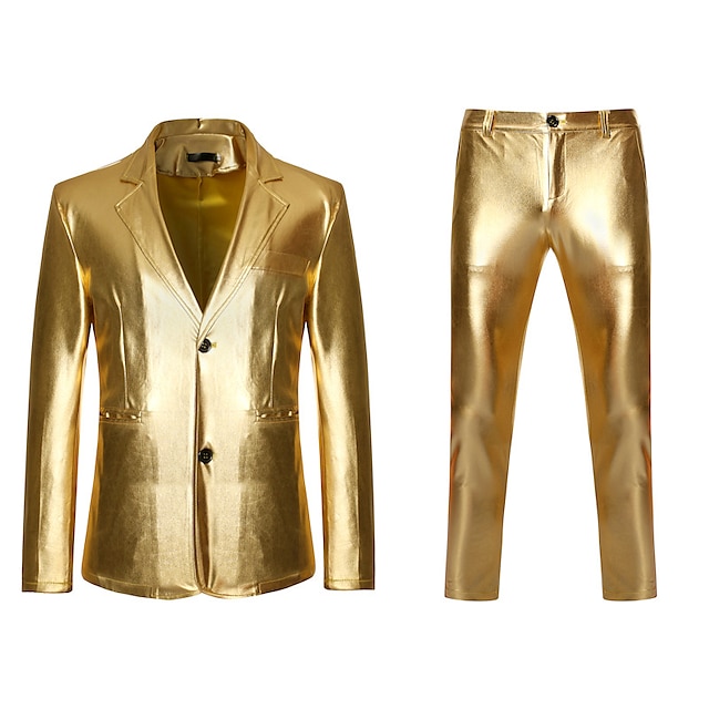 Disco 1980s Pants Suits & Blazers Lapel Collar Blazer Men's Shiny ...