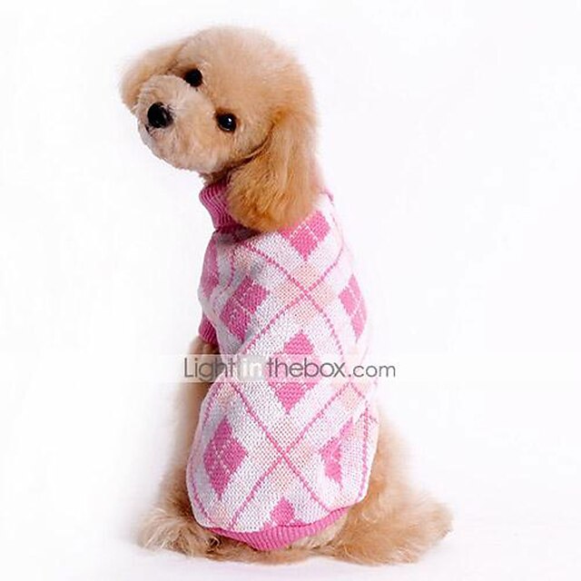  N / A Cloth Clothing Sweater Puppy Clothes Plaid / Check Winter Dog Clothes Puppy Clothes Dog Outfits Blue Pink Costume for Girl and Boy Dog
