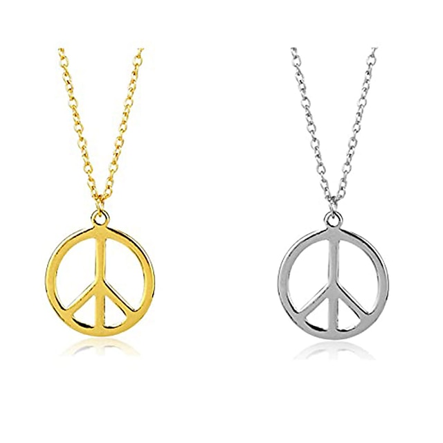  peace sign necklace hippie style love peace sign hippie pendant necklace hippie party dressing accessories 1960s 1970s jewelry for women men-2pcs