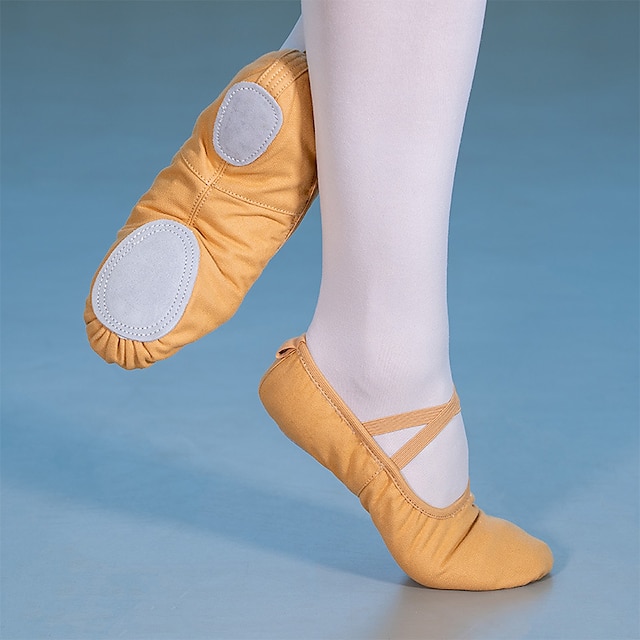  Pentru femei Pantofi de Balet Pantofi de Dans Performanță Yoga Talpă Despărțită stil minimalist Culoare solida Toc Drept Bandă elastică Care alunecă Negru Roz Îmbujorat Cămilă / Fete