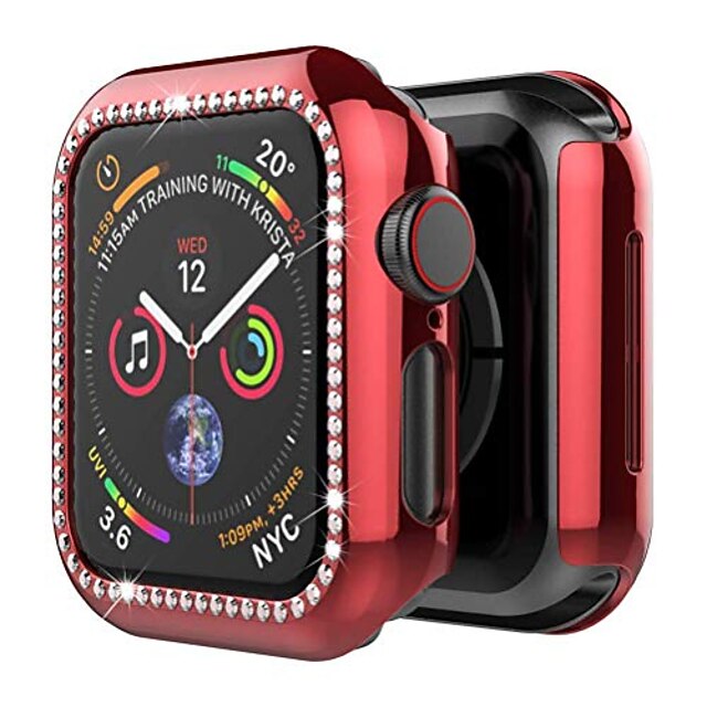 glanzende bling case compatibel voor apple watch series 7 45mm glitter  crystal diamond screen protector algehele beschermhoes bumper 8886236 2021  – $18.19
