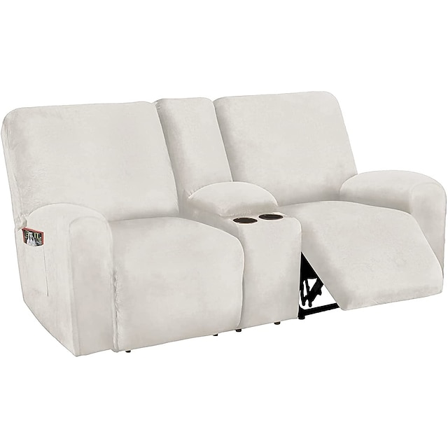 Reclining Love Seat with Middle Console Slipcover,Velvet Stretch