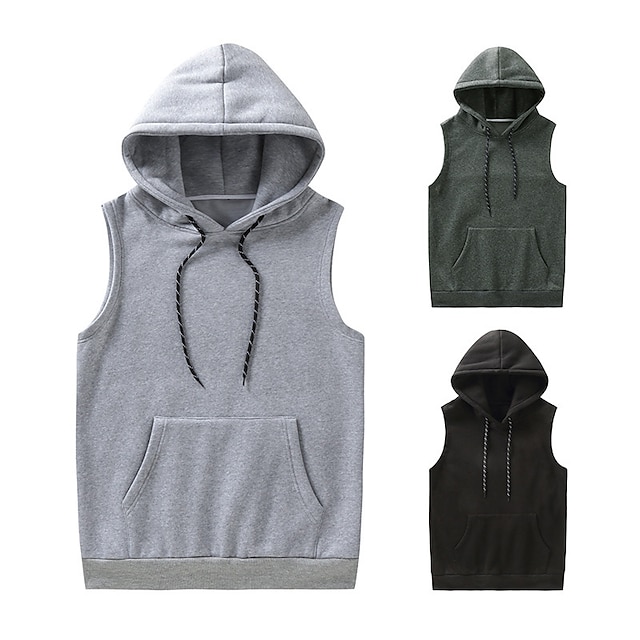 Mens Clothing Mens Hoodies & Sweatshirts | Mens Tank Top Vest Undershirt Solid Color Hooded Casual Daily Sleeveless Tops Lightwe