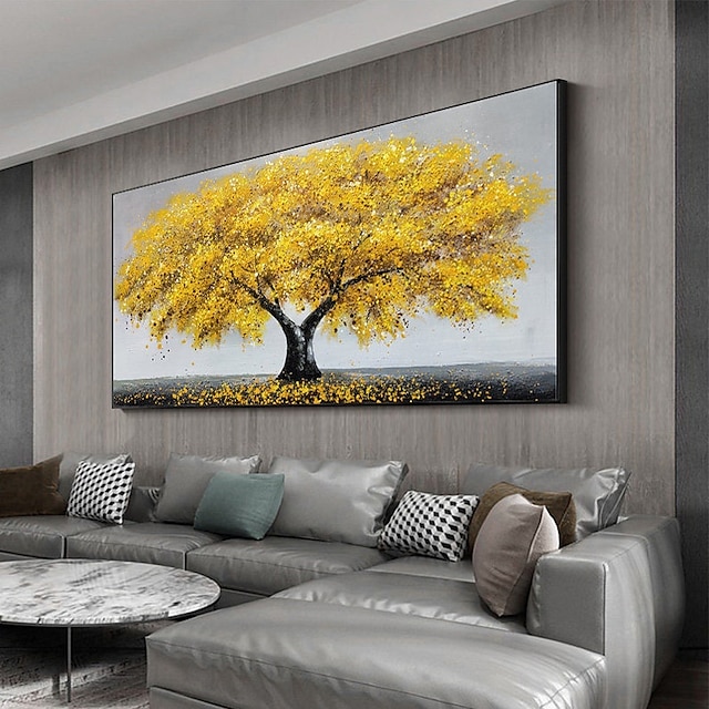 Home & Garden Wall Art | Oil Painting Handmade Hand Painted Wall Art Abstract PlantGolden Tower Tree Home Decoration Decor Stret